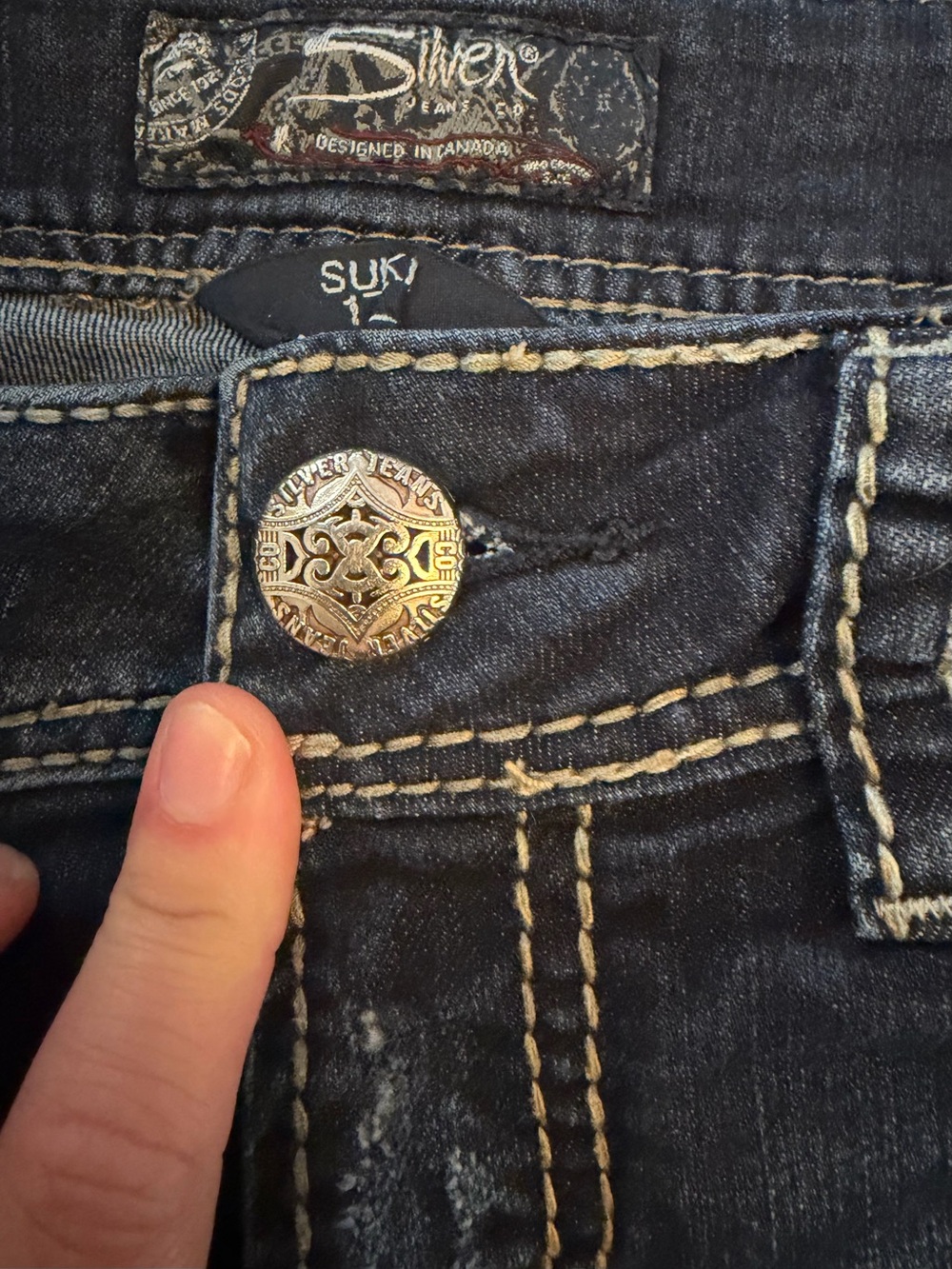 Women’s Silver Jeans Co Suki 17 Stretch Slim Boot Beaded Accents Jeans W27/L31 - Picture 6 of 6